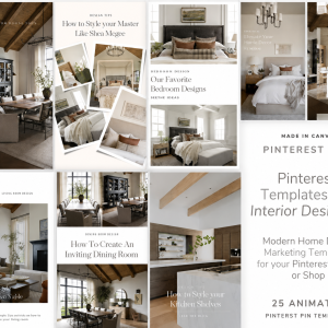 Pinterest Templates for Interior Design, Canva Editable Modern Home Decor Pins, Aesthetic Marketing Templates for Bloggers & Shops