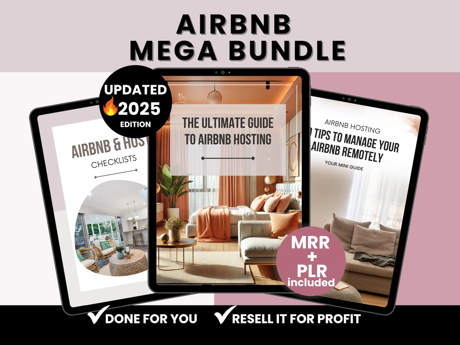 Airbnb Mega Bundle 2025 Edition, Ultimate Guide to Airbnb Hosting, PLR & MRR Vacation Rental Checklists, Resell Rights Digital Product