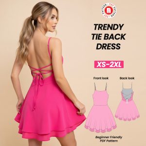 Trendy Tie Back Mini Dress Sewing Pattern, Easy Sundress (Digital Download)