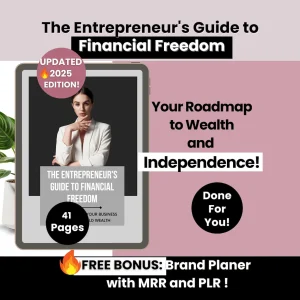 The Entrepreneur's Guide to Financial Freedom, 41-Page Wealth Building Roadmap, PLR & MRR 2025 Edition, Editable Canva Business Template
