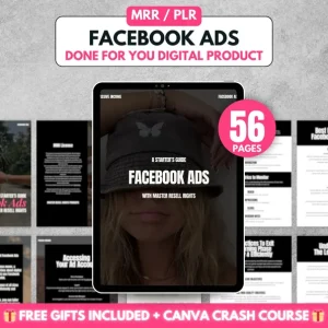 Facebook Ads Starter’s Guide, 56-Page Digital Marketing Handbook, PLR & MRR Done-For-You E-book, Professional Social Media Advertising Template