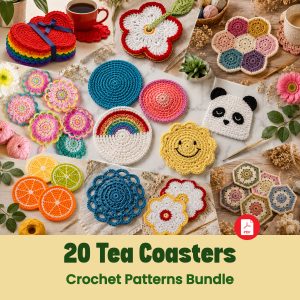 20 Tea Coasters Crochet Patterns PDF, Unique Easy to make Tea Coasters Bundle