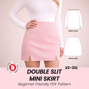 A-Line Mini Skirt Sewing Pattern | High Waist, Double Slit (PDF Pattern)