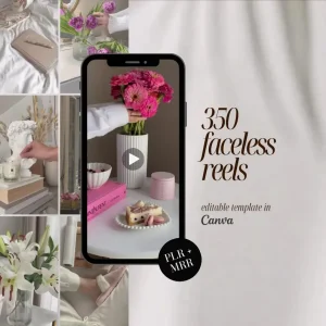 350 Faceless Aesthetic Reels Bundle – PLR & MRR Canva Pack