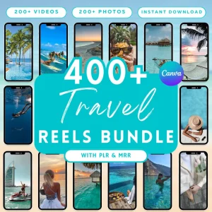 400 Travel Reels Bundle – MRR PLR Canva Pack