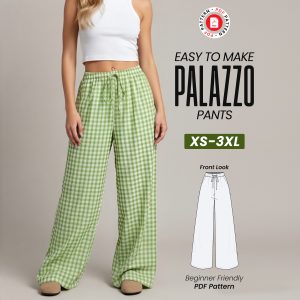 Palazzo Pants Sewing Pattern, Beginner Friendly Wide Leg Trousers (PDF Download)