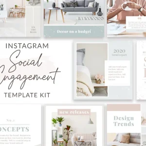 Instagram Social Engagement Template Kit, Canva Editable Design Posts, Aesthetic Interior & Lifestyle Branding Kit, Modern Social Media Marketing Bundle