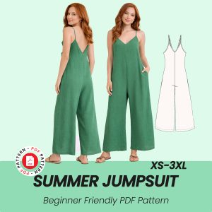Jumpsuit Pattern | Overalls Women Sewing Pattern pdf | DIY Dungaree Pant Loose Trouser