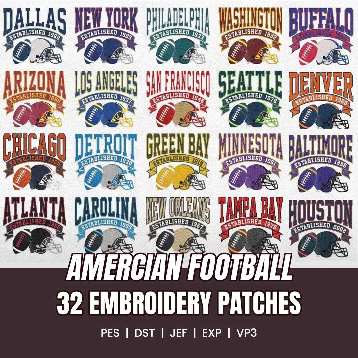 Football Embroidery Designs Bundle
