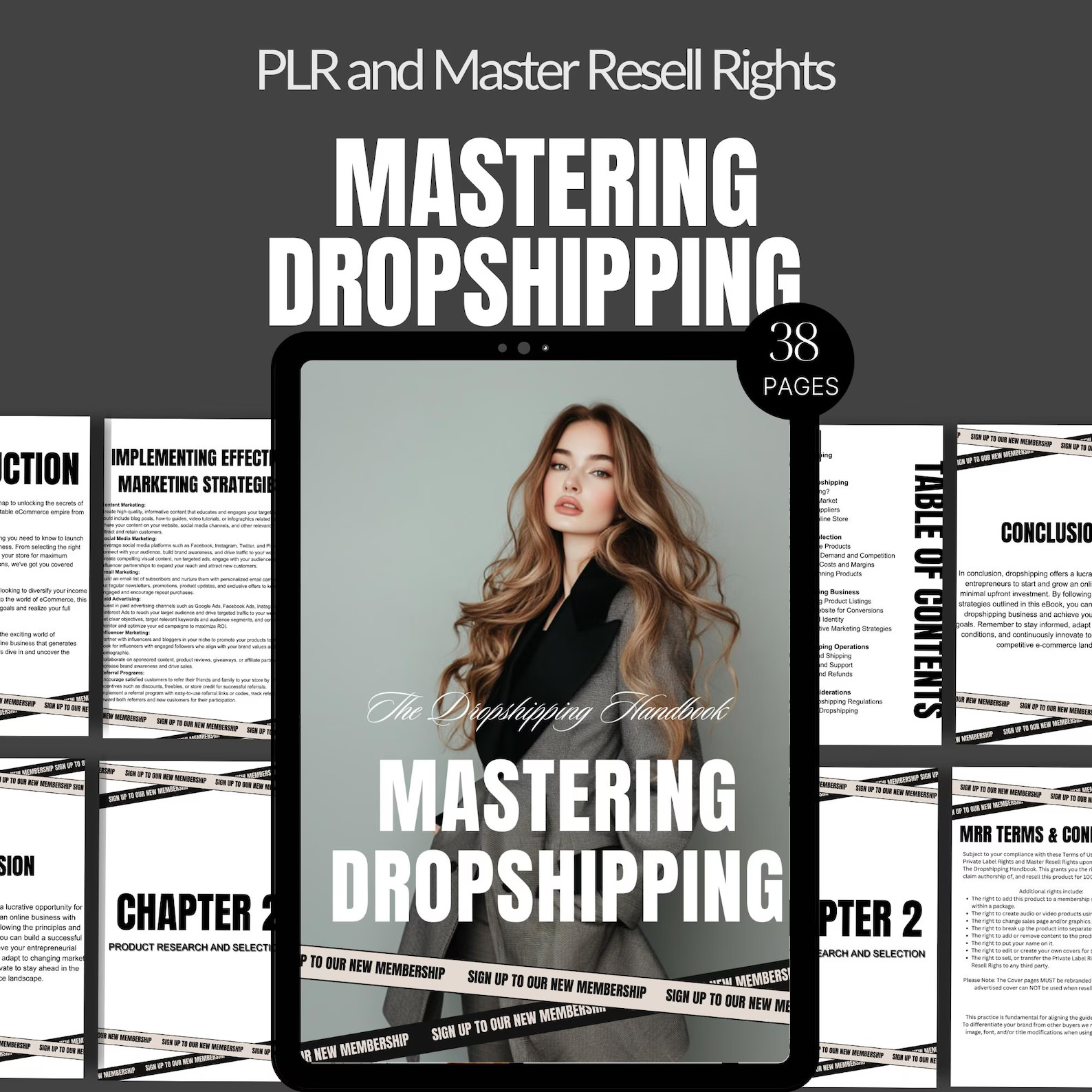 Mastering Dropshipping: The Ultimate E-book Handbook, 38-Page Digital Guide, PLR & MRR E-commerce Template, Editable Canva Business Lead Magnet