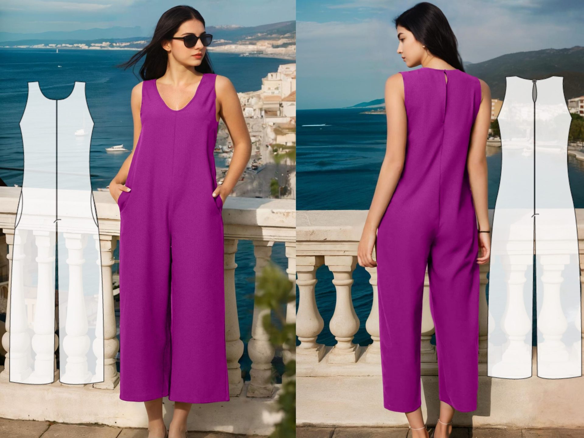 Overall Jumpsuit Sewing Pattern, Comfy PDF Women Jumpsuit, Easy Dungaree Pant Loose Trouser - Image 2