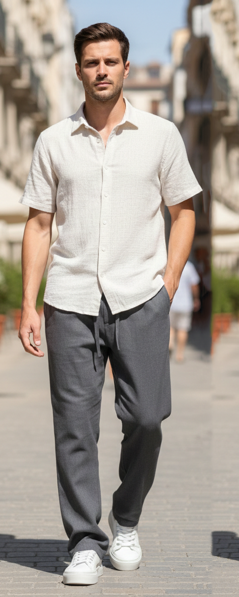 Men's Wide Leg Pants Sewing Pattern, Loose Fit Linen Trousers (PDF Download) - Image 9