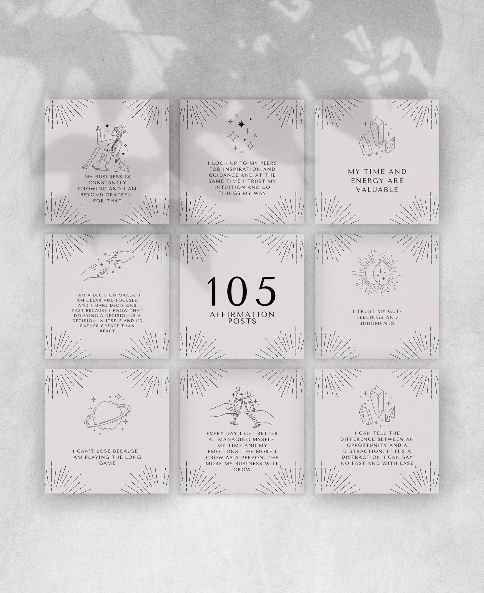 105 Affirmations Social Media Templates, Canva Editable Mindset Branding Kit, Aesthetic Spiritual Business Posts, Modern Boutique Wellness Marketing Bundle - Image 2