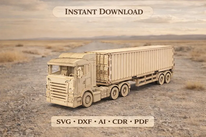 Laser Cut Vehicle Models Bundle – Trucks, Buses & Forklifts - Image 3