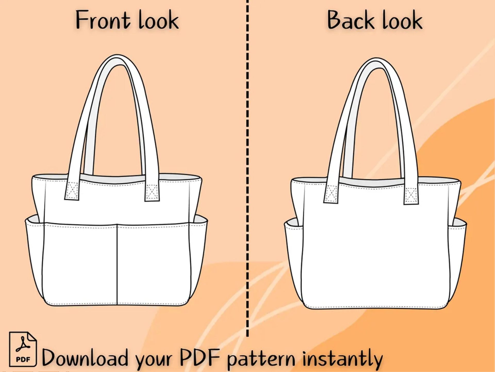 Multi-Pocket Tote Bag Sewing Pattern, Beginner Friendly Shoulder Bag (PDF) - Image 3
