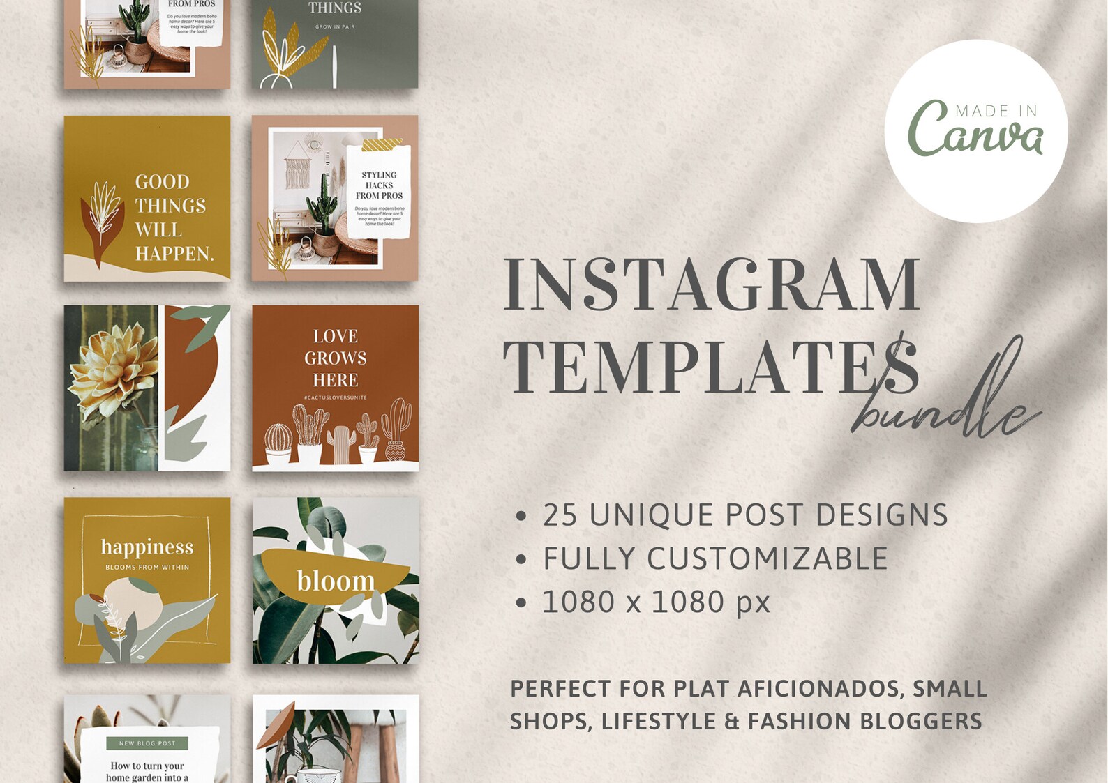 25 Earth Tone Canva Templates – Aesthetic Social Media Pack - Image 3