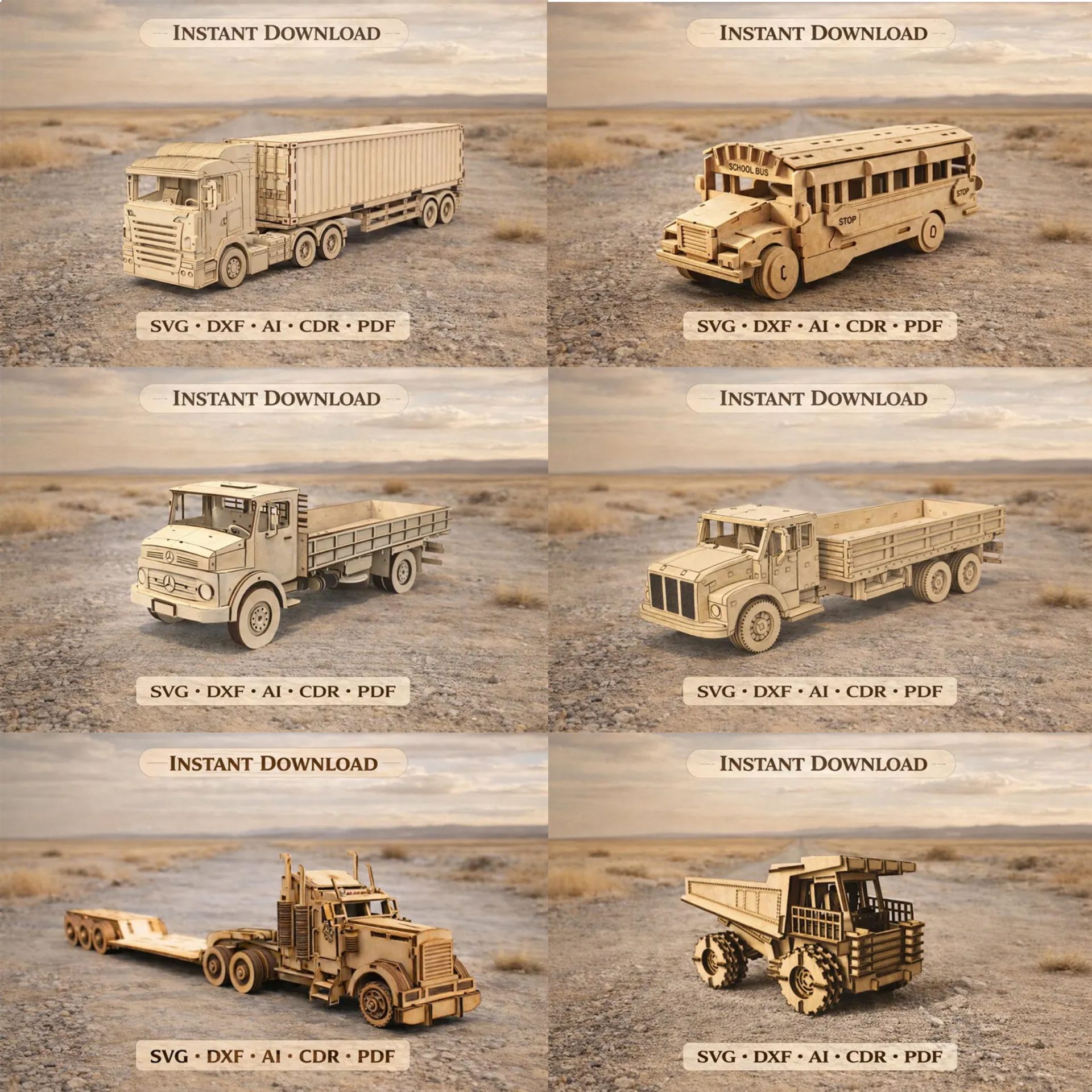 Laser Cut Vehicle Models Bundle – Trucks, Buses & Forklifts - Image 20