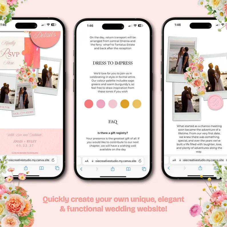Warm Paskets Wedding Website 4-Page Custom Template | Elegant & Fully Editable Digital Bundle - Image 2