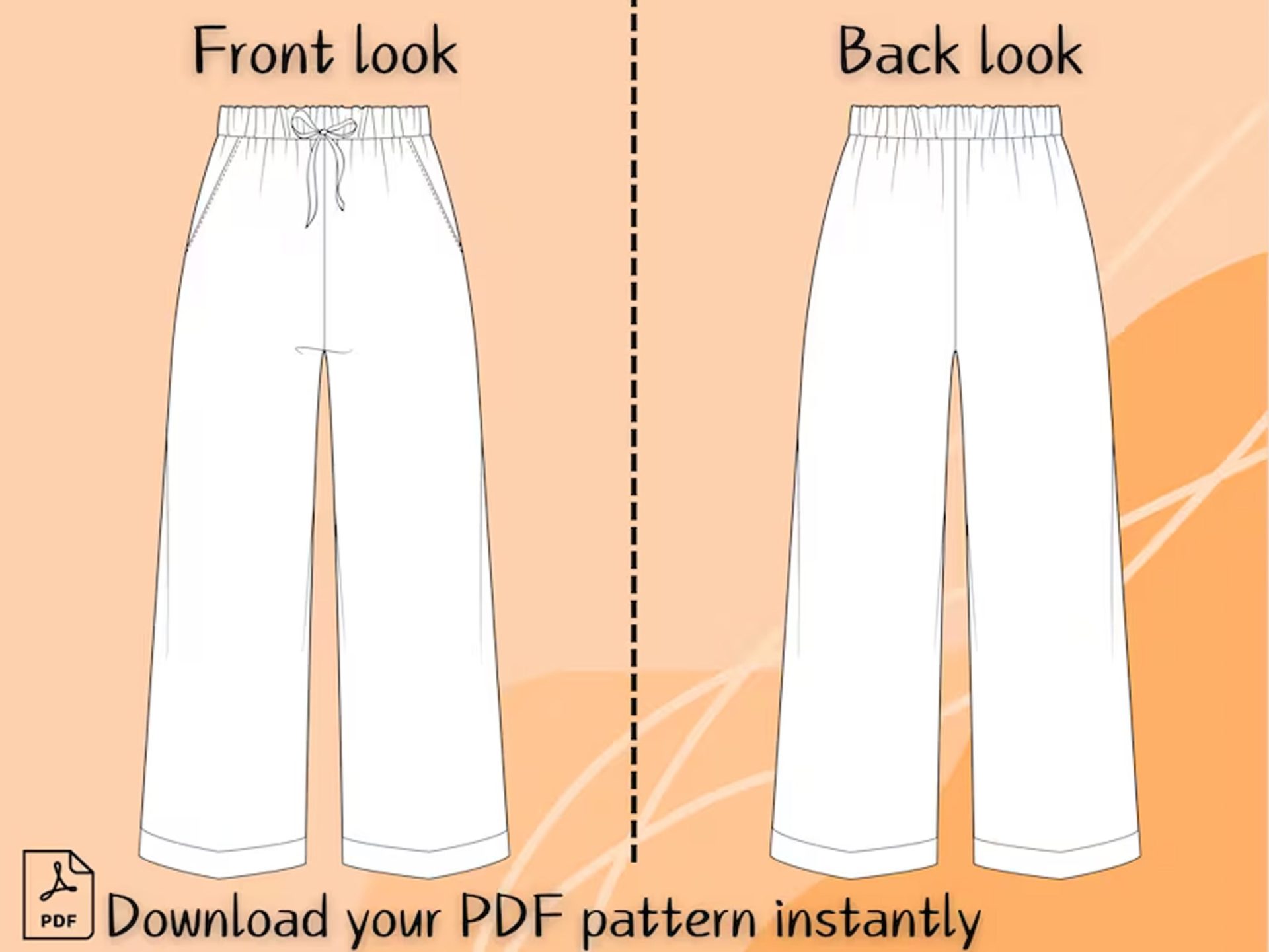 Old Money Wide Leg Pants Sewing Pattern, High Waist Pleated Trousers (PDF Download) - Image 3
