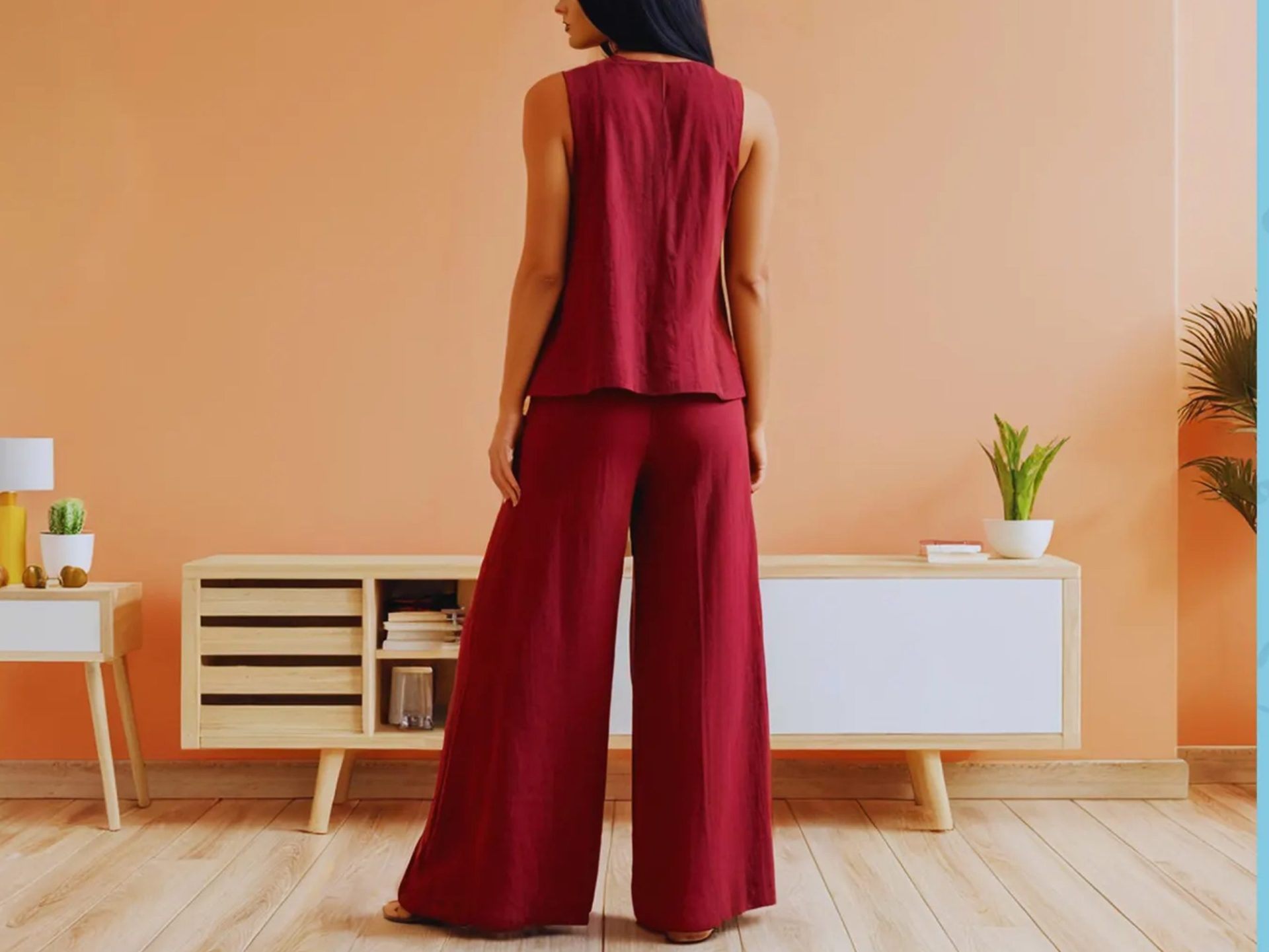 Loungewear Set PDF Sewing Pattern, Tank top + Wide Leg Pants pattern, Lounge wear dress - Image 3