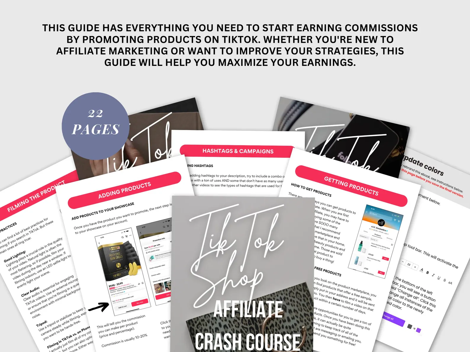 TikTok Shop Affiliate Crash Course, 22-Page Marketing Guide, Done-For-You Canva Template, E-commerce Strategy Handbook - Image 2