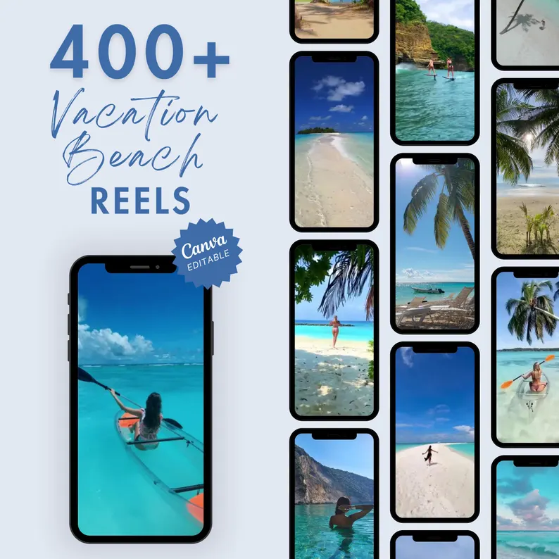 700 Beach Vacation Reels Bundle – MRR PLR Canva Pack - Image 2