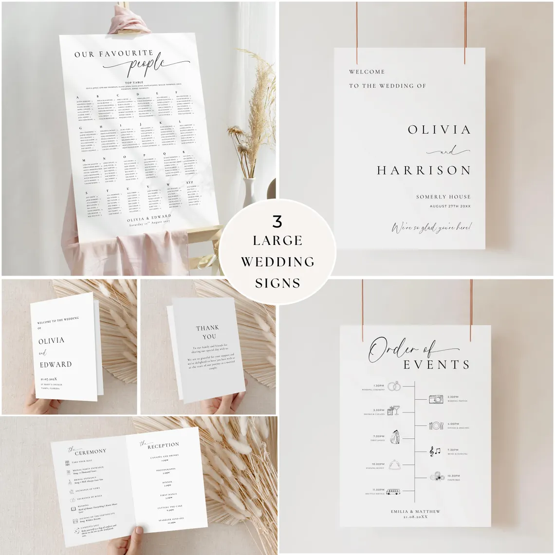 Minimalist Wedding Sign Bundle, Modern Canva Template (95+ Assets) - Image 3