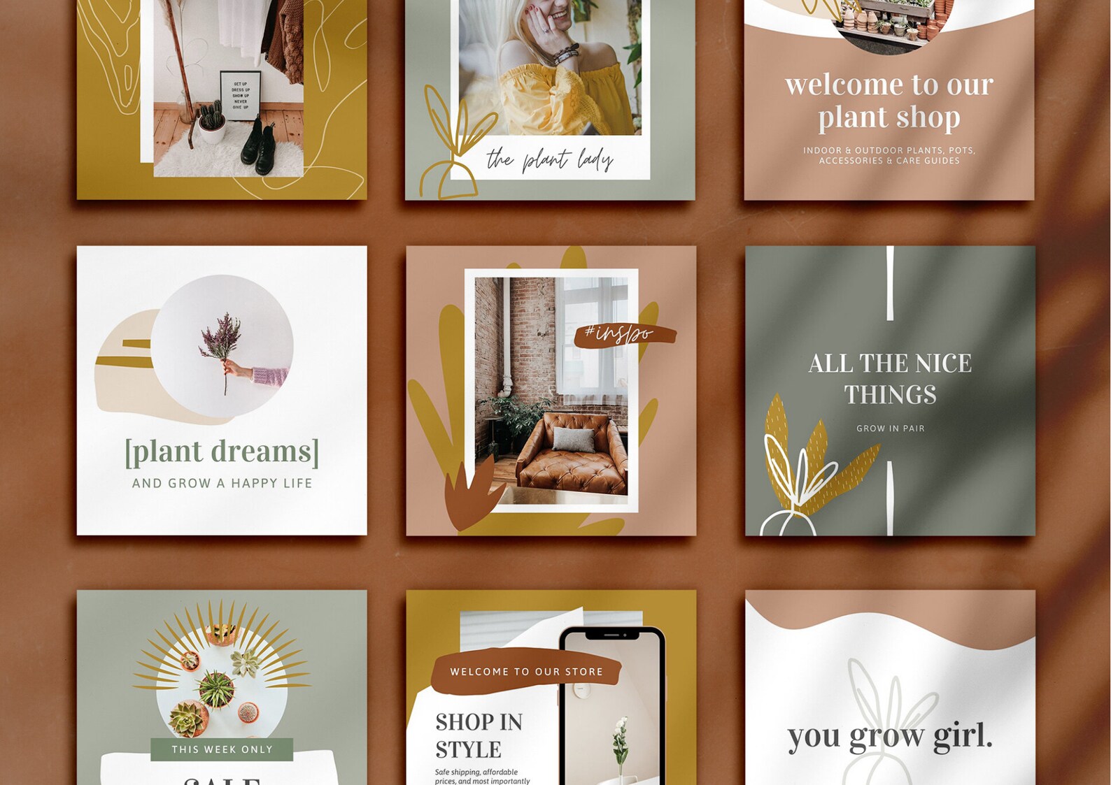 25 Earth Tone Canva Templates – Aesthetic Social Media Pack - Image 4