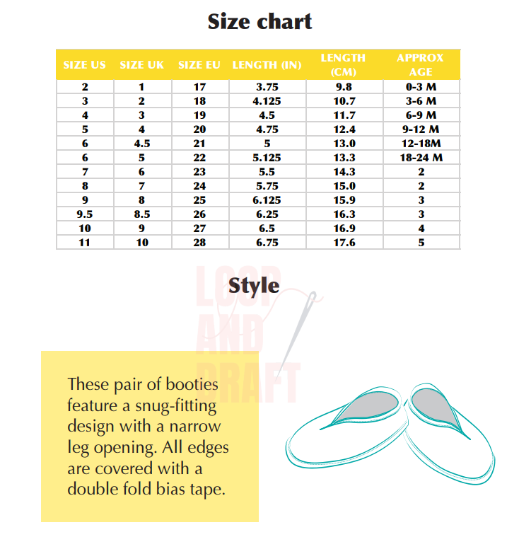 Baby Booties PDF Sewing Pattern | A4 Projector formats | Baby and kids sizes - Image 2