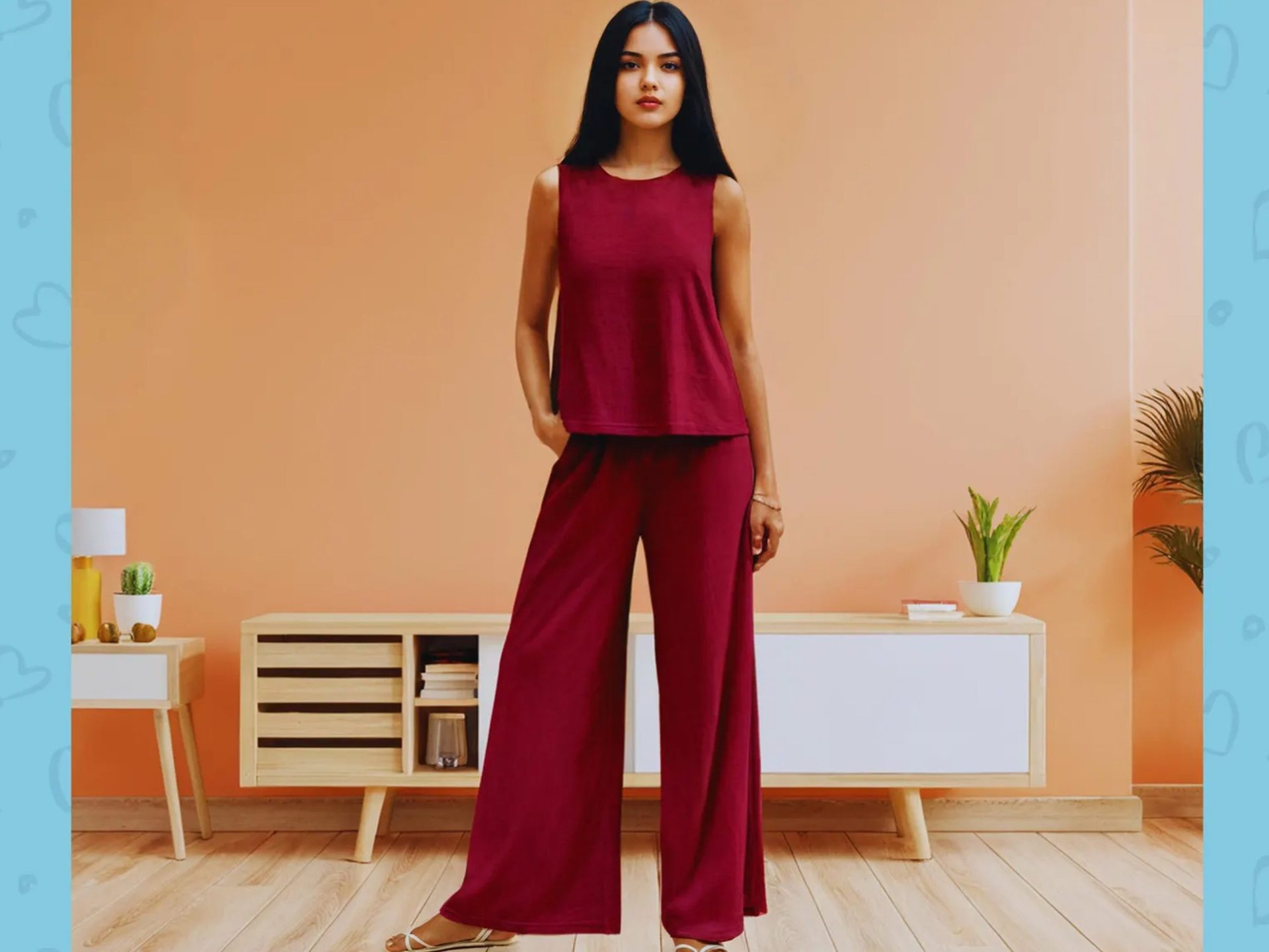 Loungewear Set PDF Sewing Pattern, Tank top + Wide Leg Pants pattern, Lounge wear dress - Image 4