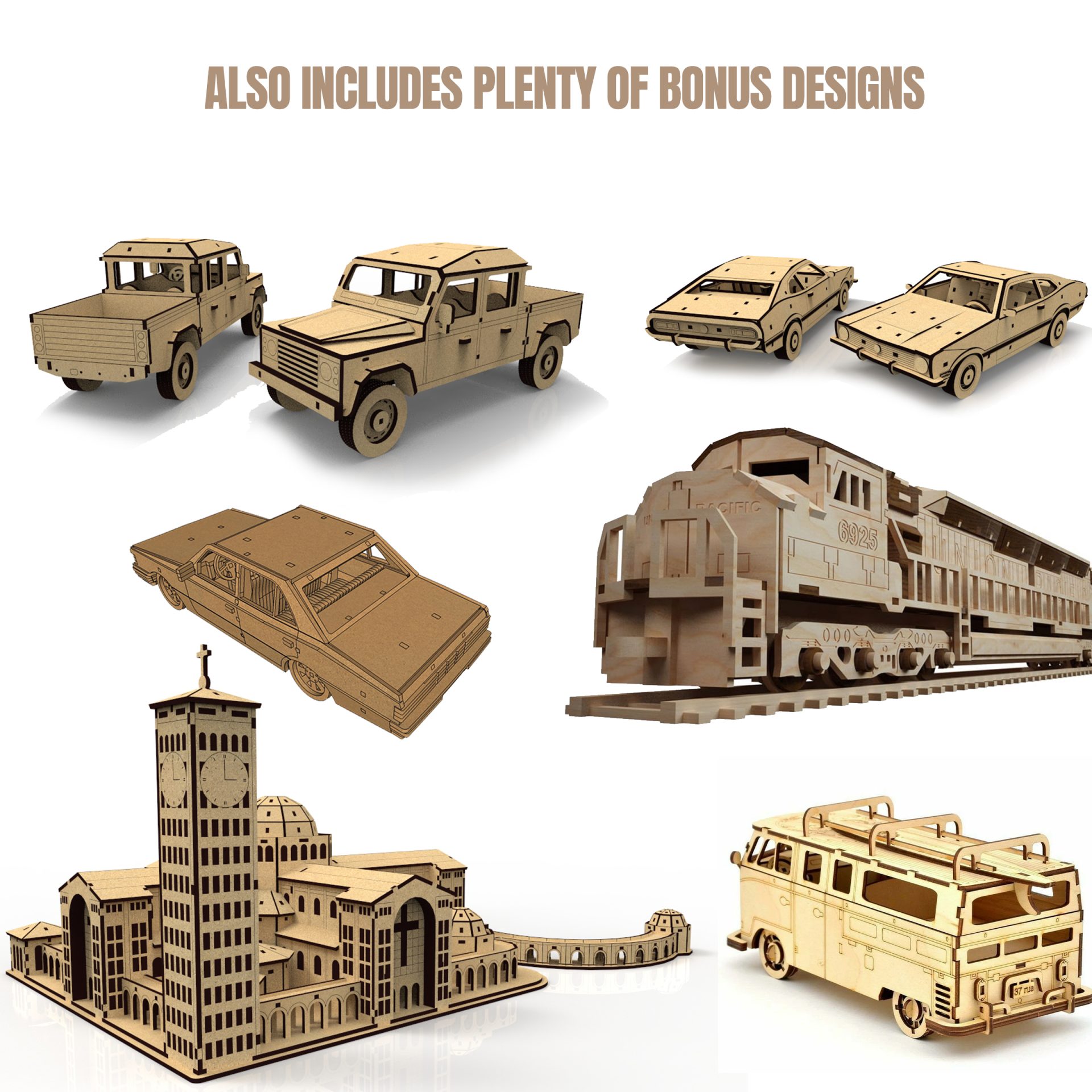 Laser Cut Vehicle Models Bundle – Trucks, Buses & Forklifts - Image 5