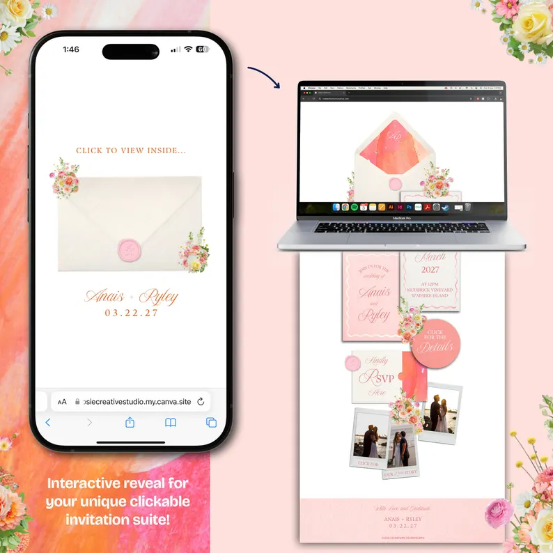 Warm Paskets Wedding Website 4-Page Custom Template | Elegant & Fully Editable Digital Bundle - Image 4