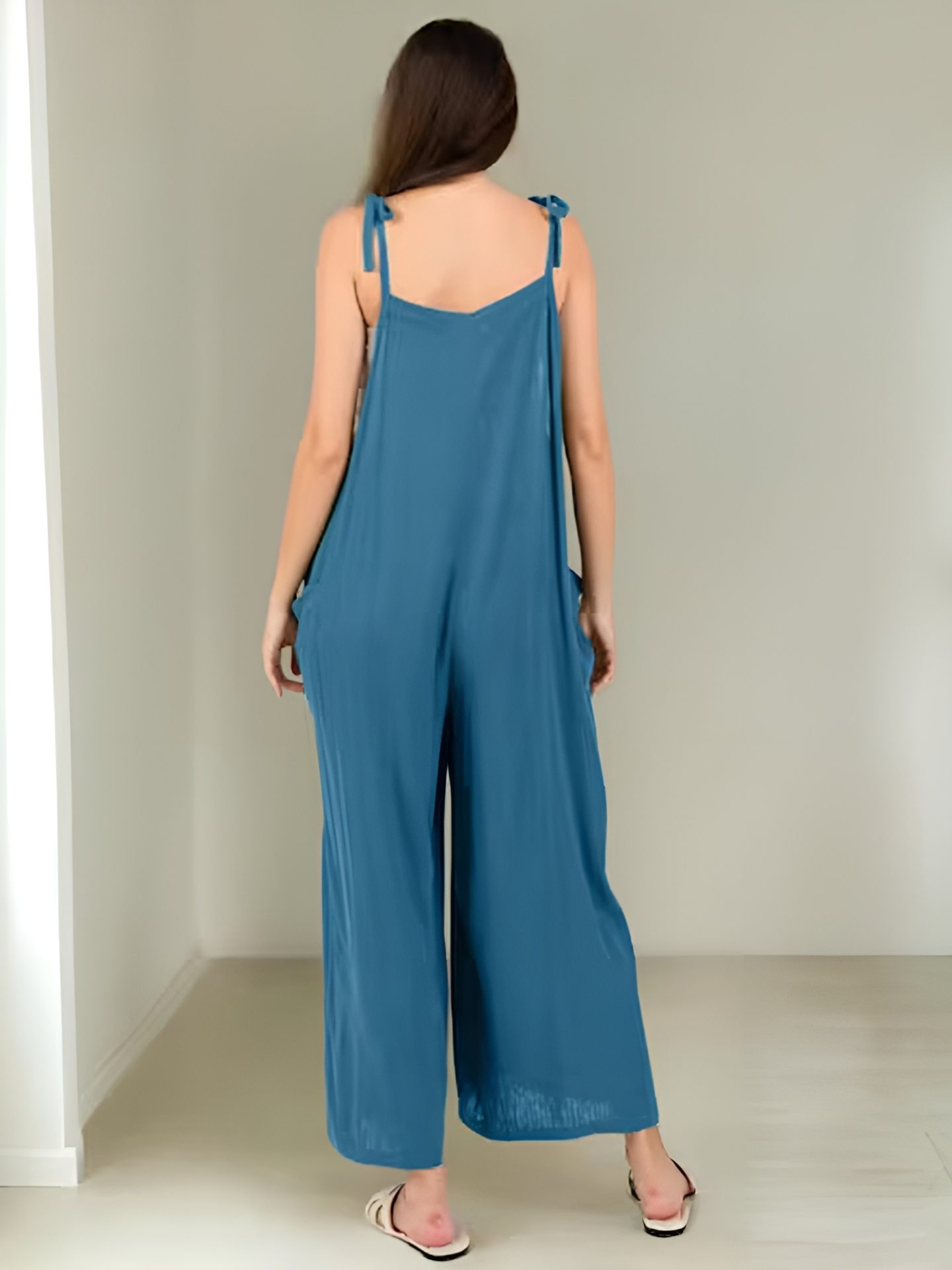 Tie Shoulder Jumpsuit Sewing Pattern, Comfy PDF Women Jumpsuit, Easy Wide Leg Overalls, Summer Loose Romper Pattern - Image 6
