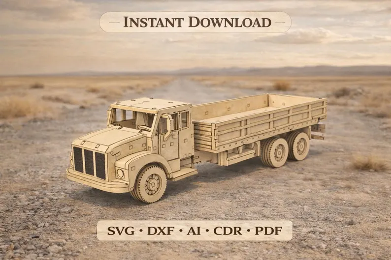 Laser Cut Vehicle Models Bundle – Trucks, Buses & Forklifts - Image 7
