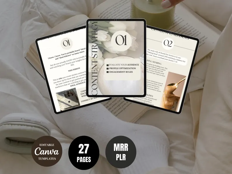 Social Media Content Guide, 37-Page Marketing Roadmap, 2024 Edition, PLR & MRR Canva Template, Done-For-You Content Strategy - Image 4