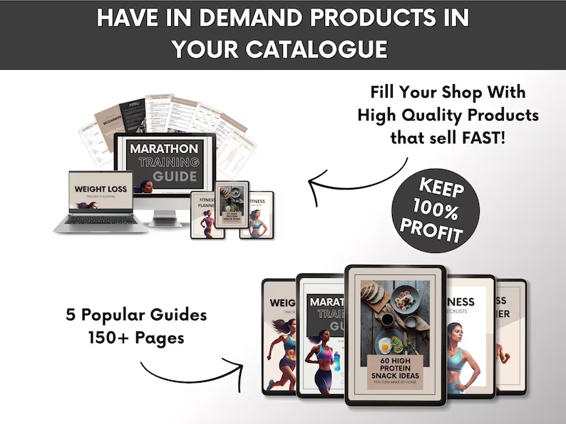 Ready to Resell Fitness Bundle, 250+ Page Health & Wellness Toolkit, June 2025 Version, PLR & MRR Canva Workout Planner - Image 3
