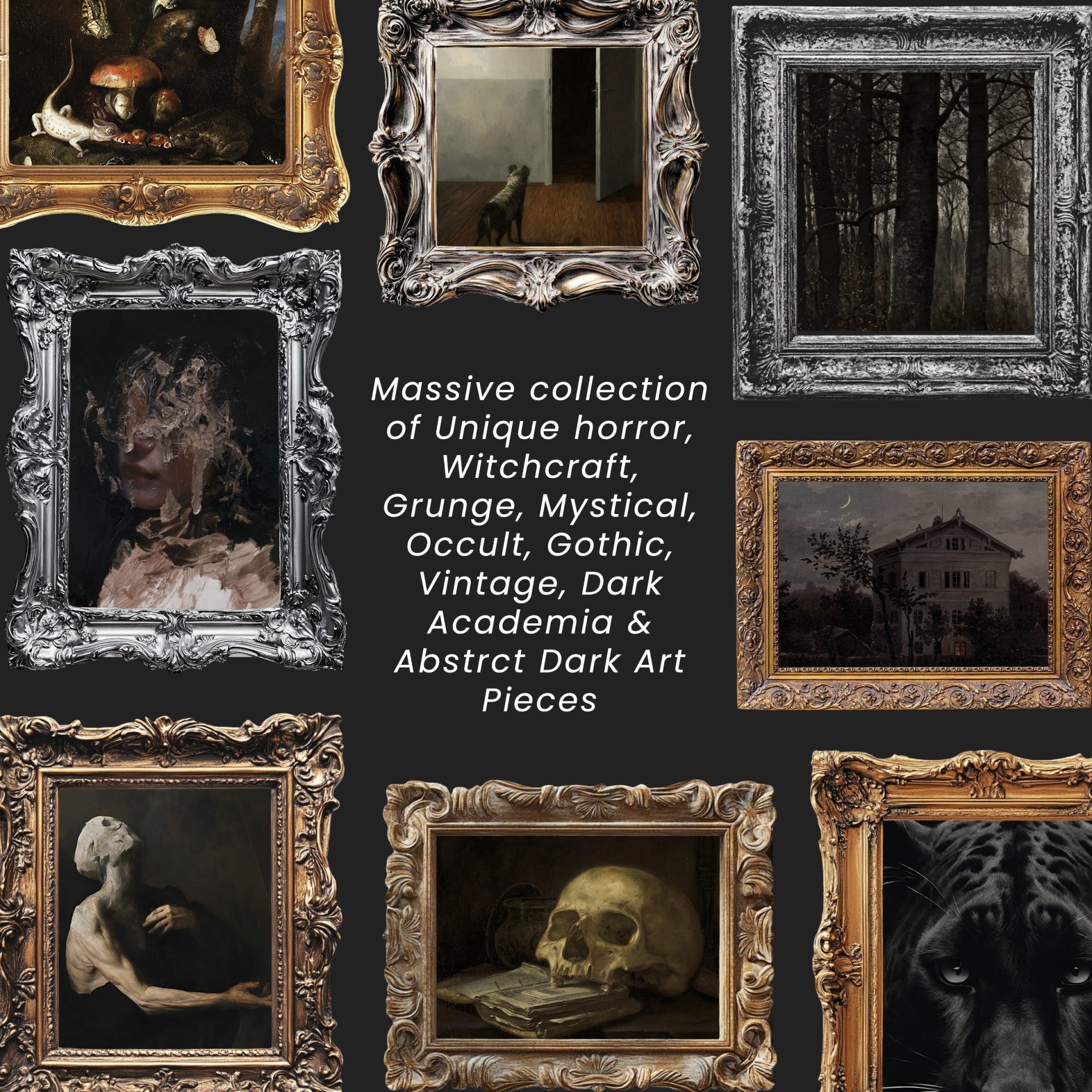 Set of 2000+ Dark Wall Prints Bundle, Moody Vintage Gallery Wall, HQ Digital Art, PLR/MRR Gothic Home Decor - Image 5