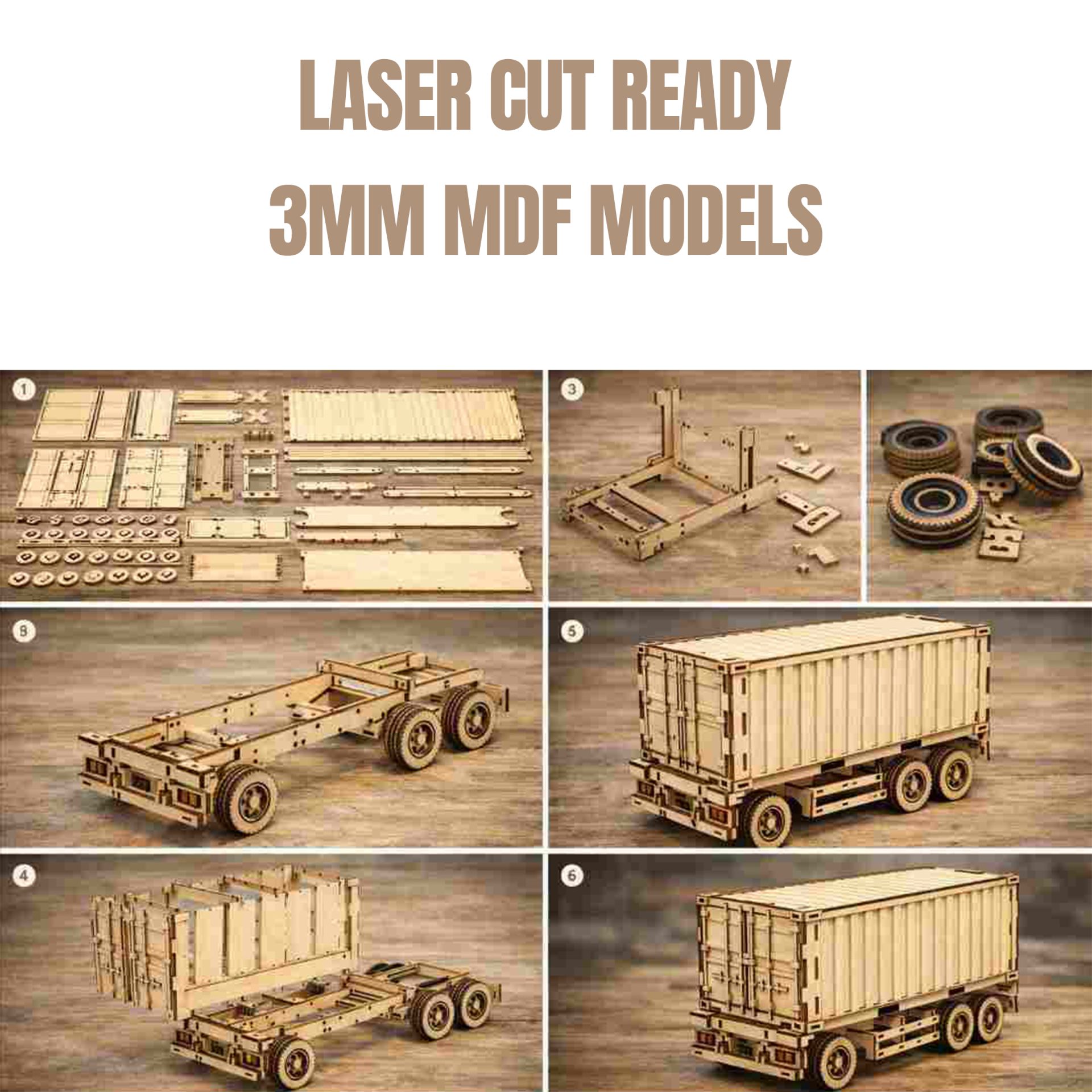 Laser Cut Vehicle Models Bundle – Trucks, Buses & Forklifts - Image 2