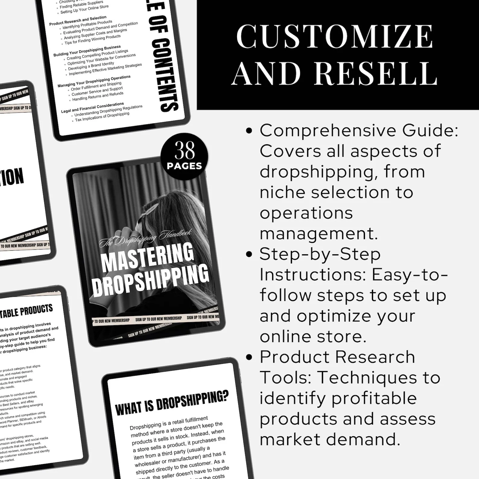 Mastering Dropshipping: The Ultimate E-book Handbook, 38-Page Digital Guide, PLR & MRR E-commerce Template, Editable Canva Business Lead Magnet - Image 5