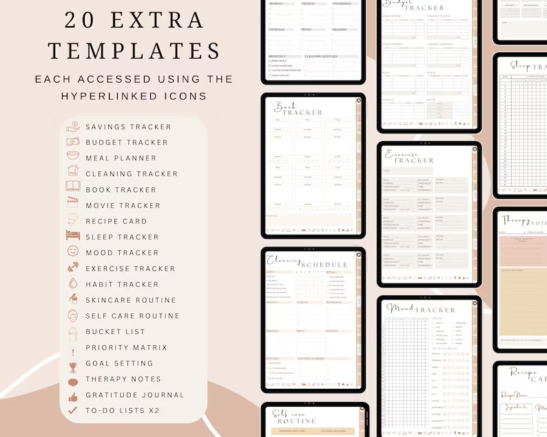 Ultimate PLR Digital Planner Bundle, 70+ Pages Editable Canva Template, Commercial Use Daily Weekly Monthly Planner, Digital Stickers DIY - Image 5