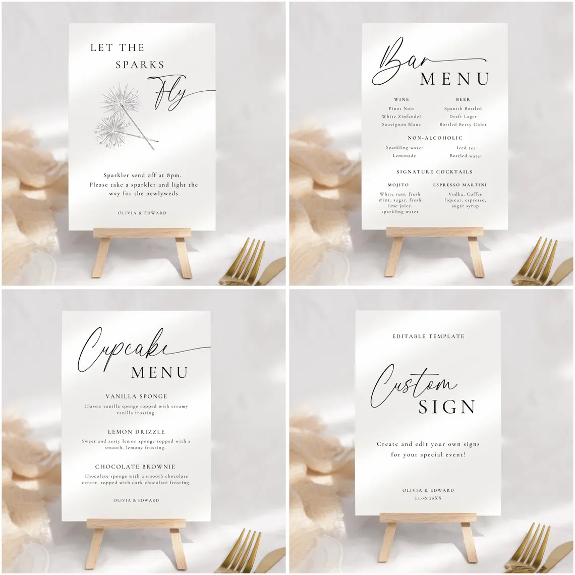 Minimalist Wedding Sign Bundle, Modern Canva Template (95+ Assets) - Image 5