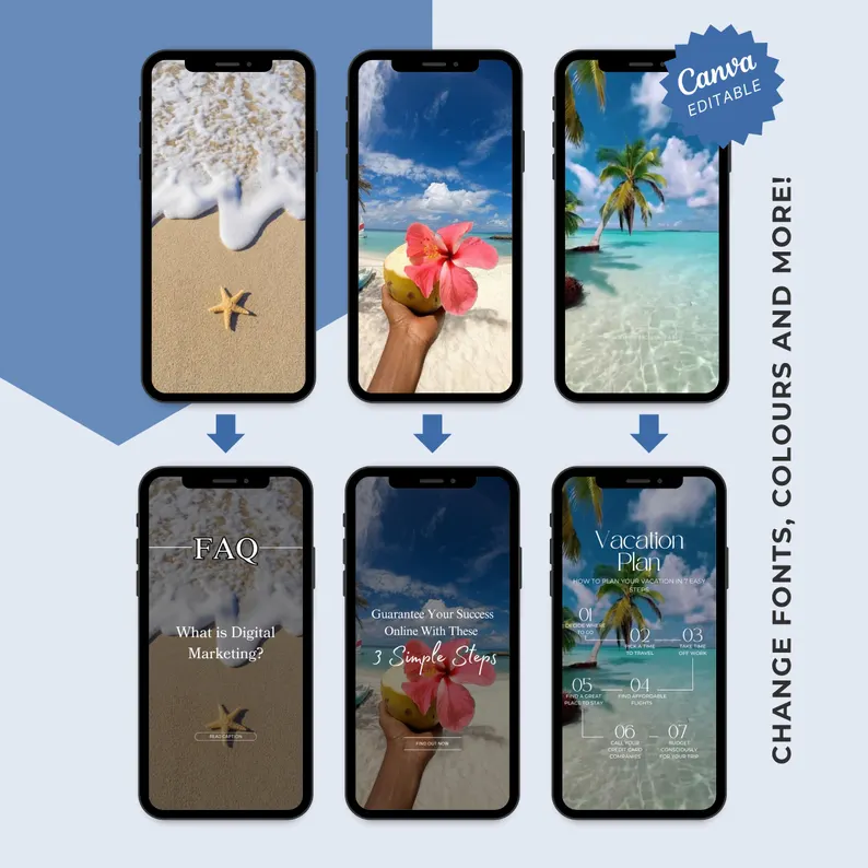 700 Beach Vacation Reels Bundle – MRR PLR Canva Pack - Image 5