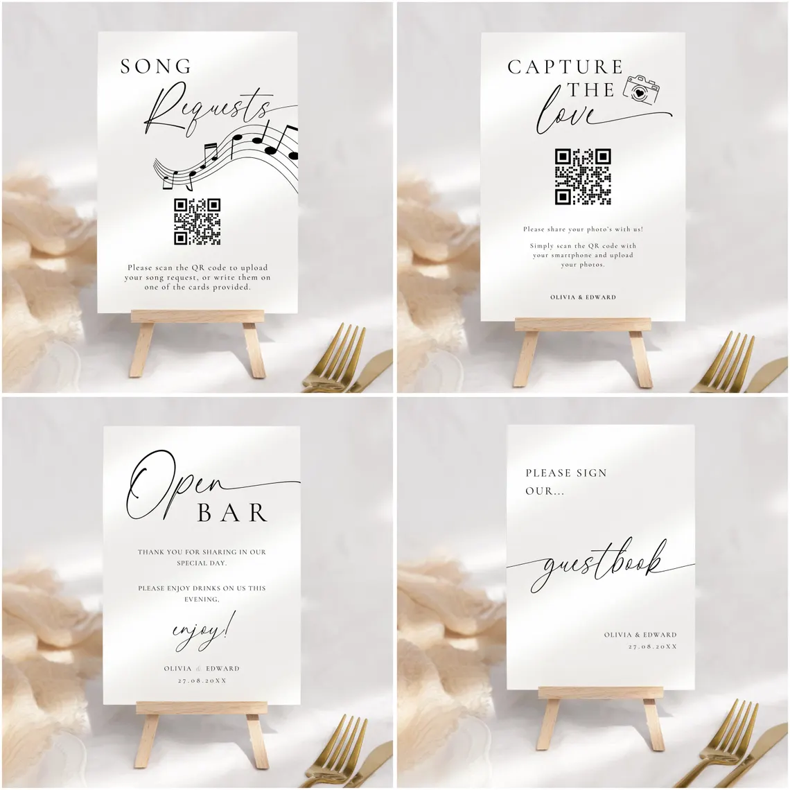Minimalist Wedding Sign Bundle, Modern Canva Template (95+ Assets) - Image 6