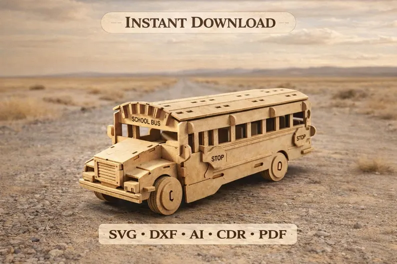 Laser Cut Vehicle Models Bundle – Trucks, Buses & Forklifts - Image 9