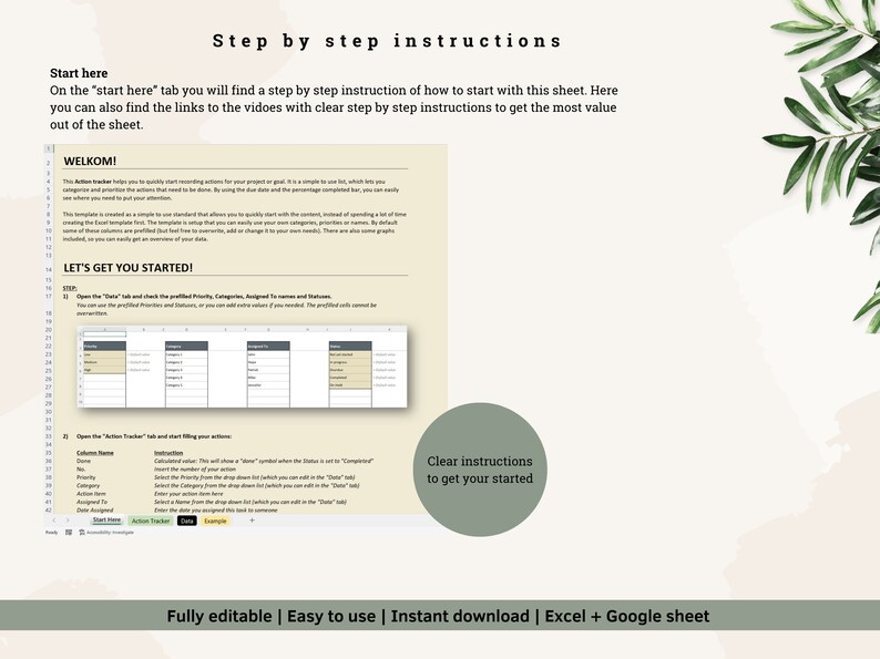 Digital Action Tracker Spreadsheet, Google Sheets To-Do List, Task Manager Excel Template, Project Management Dashboard & Progress Tracker - Image 6