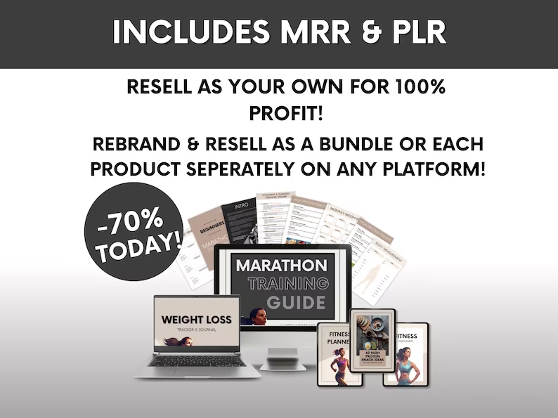 Ready to Resell Fitness Bundle, 250+ Page Health & Wellness Toolkit, June 2025 Version, PLR & MRR Canva Workout Planner - Image 5