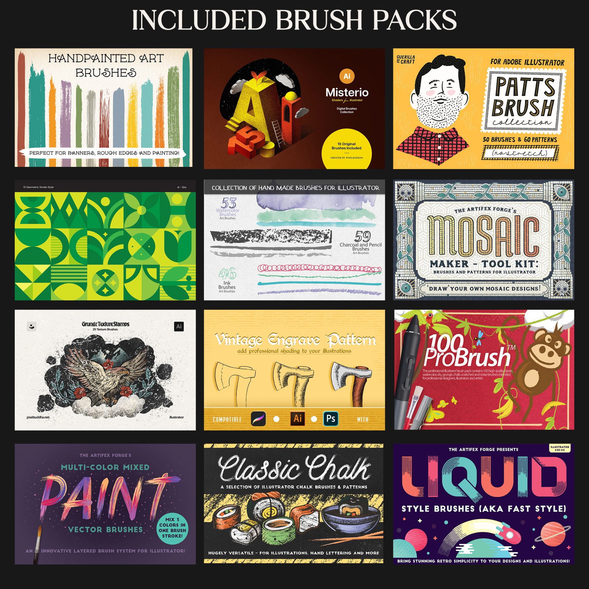 Illustrator Brushes Mega Bundle – Pro Design Collection - Image 7