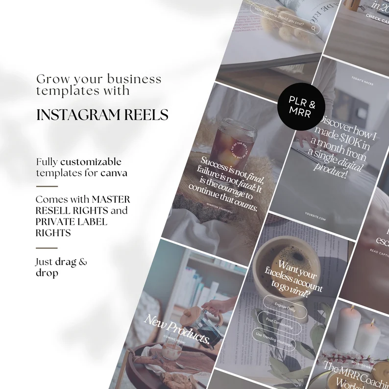 50 Faceless Video Reels Canva Template, Luxury Aesthetic Instagram Reels, PLR & MRR Social Media Content, Resell Rights Digital Product - Image 6