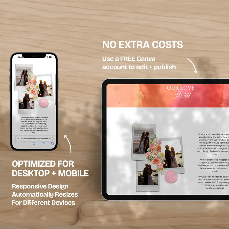 Warm Paskets Wedding Website 4-Page Custom Template | Elegant & Fully Editable Digital Bundle - Image 6
