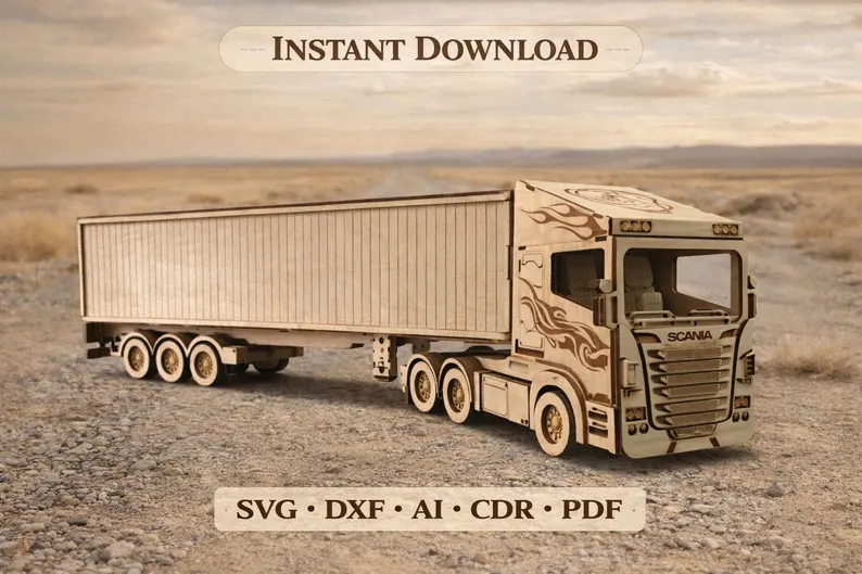Laser Cut Vehicle Models Bundle – Trucks, Buses & Forklifts - Image 10